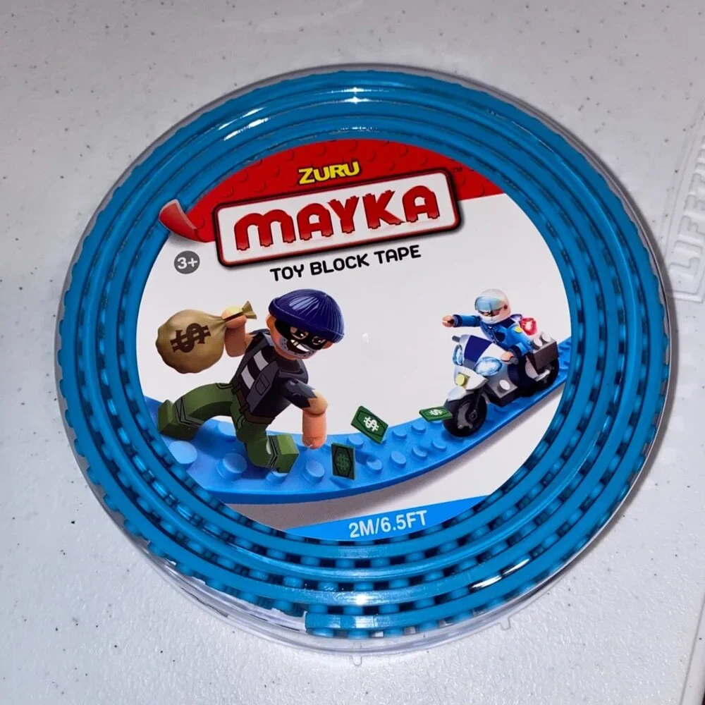 Mayka Blue Toy Block Tape 4 meters total (2 sets of 2m) Flexible Toy Block Tape - Picture 2 of 8